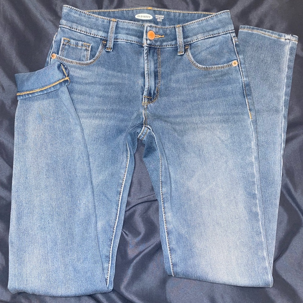 Old Navy 5Pocket Mid Rise Medium Wash Rockstar 24/7 Super Skinny Jeans